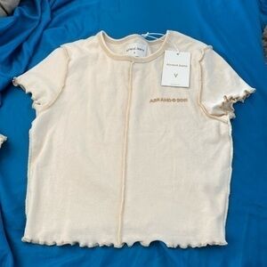 Abrand baby Rib ruffled crop tee chalk new with tags shirt small